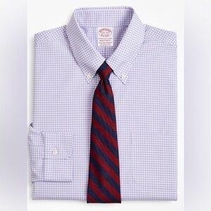 Brooks Brothers Madison Relaxed-Fit Dress Shirt Non-Iron Button Down Gingham